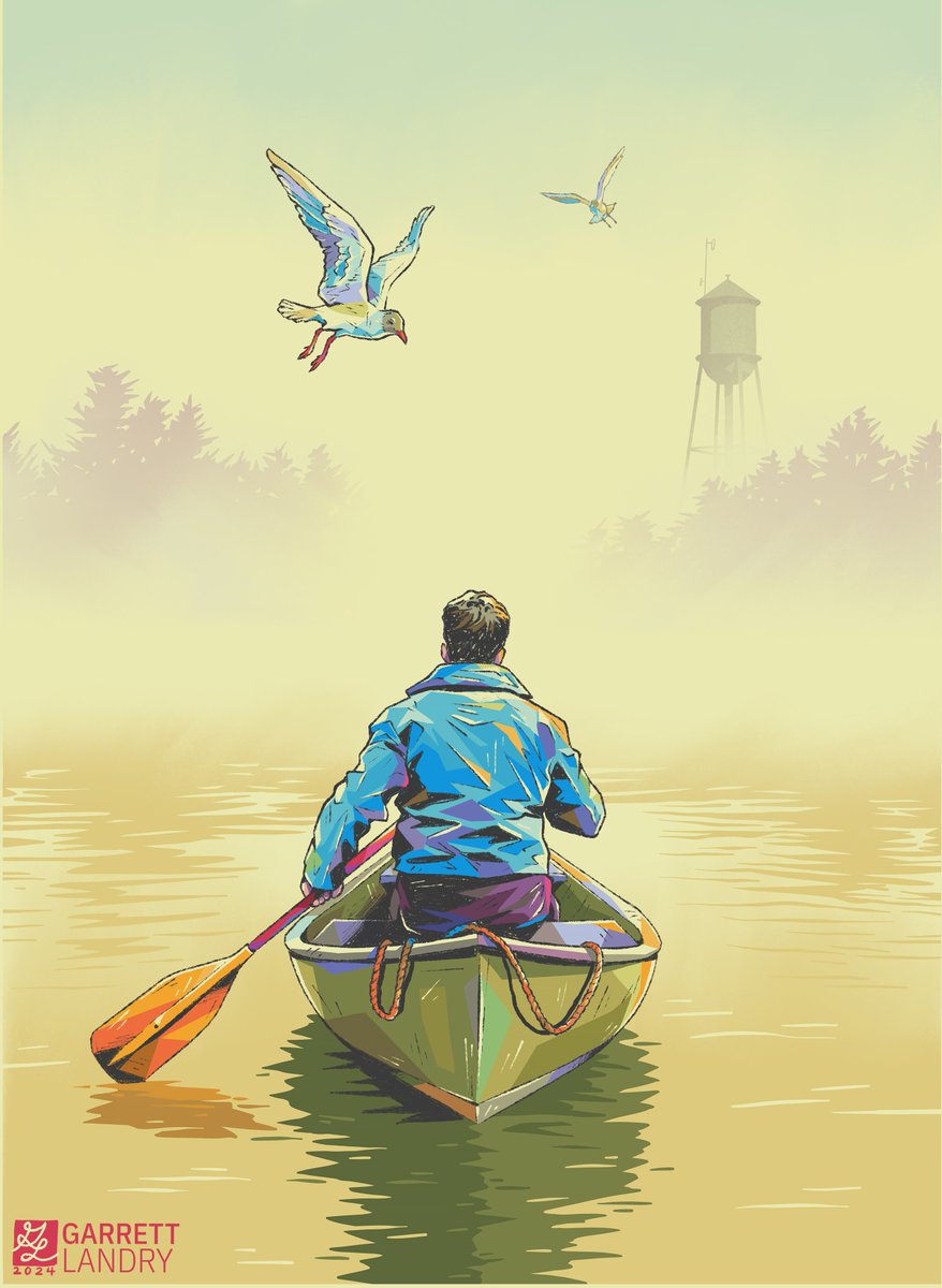 Enjoy peaceful moments! 🚣‍♂️ • Made by @garrett.draws using #AdobeFresco and #AdobeIllustrator.🙌 adobe.ly/44n85Vg