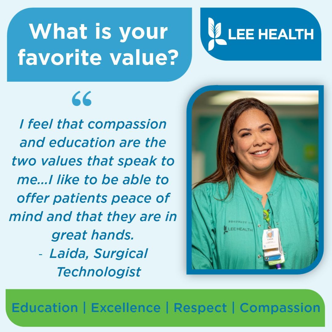 Join Laida as Surgical Technologist II or III and receive recent pay increase, exceptional benefits and up to $15,000 in hiring incentives at #LeeHealth in SW #Florida.

Self-schedule a call with the recruiter today: olivia.paradox.ai/co/LeeHealth/S…