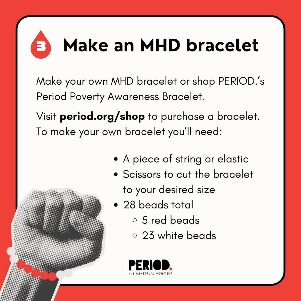 May is Menstrual Health Awareness Month and May 28th is #MenstrualHygieneDay! Learn how you can take action for menstrual health and hygiene this month and visit menstrualhygieneday.org to learn more! #MHD #PeriodFriendlyWorld