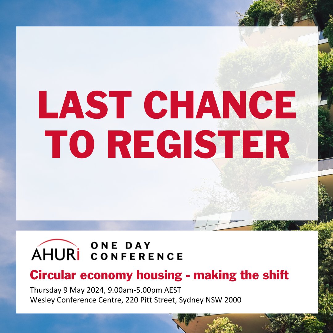 Time is running out! In-person & virtual registration for our one-day conference 'Circular economy housing - making the shift' closes tonight! Don't miss out, register now! → bit.ly/48oOOTO #circulareconomy #housing #carbonneutral #BuildingCommunities #decarbonisation