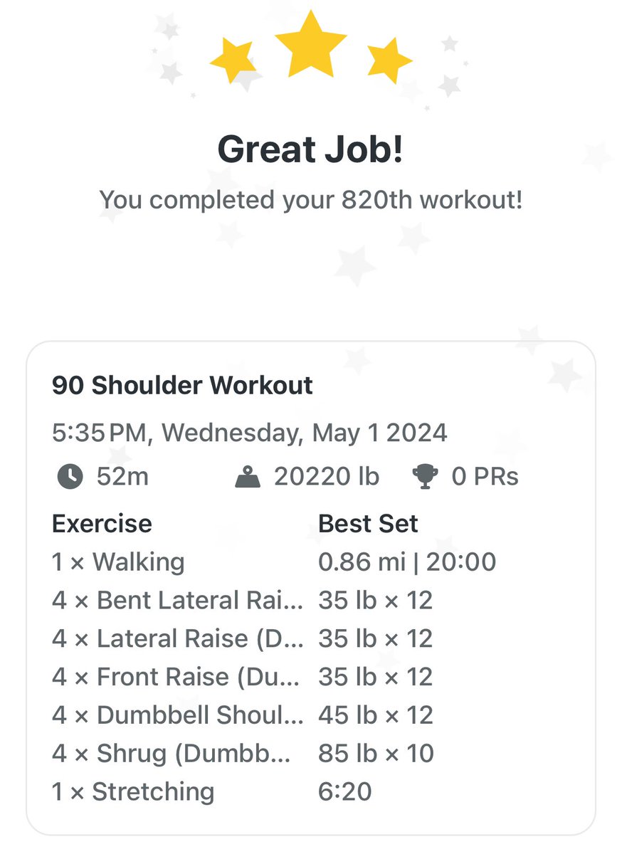 Shoulder workout - just lifted 20220 lbs in @strongapp #strongapp #shoulderworkout