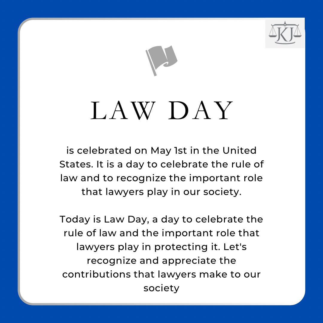 Happy Law Day everyone!  Today we celebrate the importance of the rule of law in our society and everyday life. Let's take a moment to appreciate the legal profession and the workings of the legal system as a whole. #LawDay #RuleOfLaw #LegalProfession 📚⚖️  #LegalAdvice…