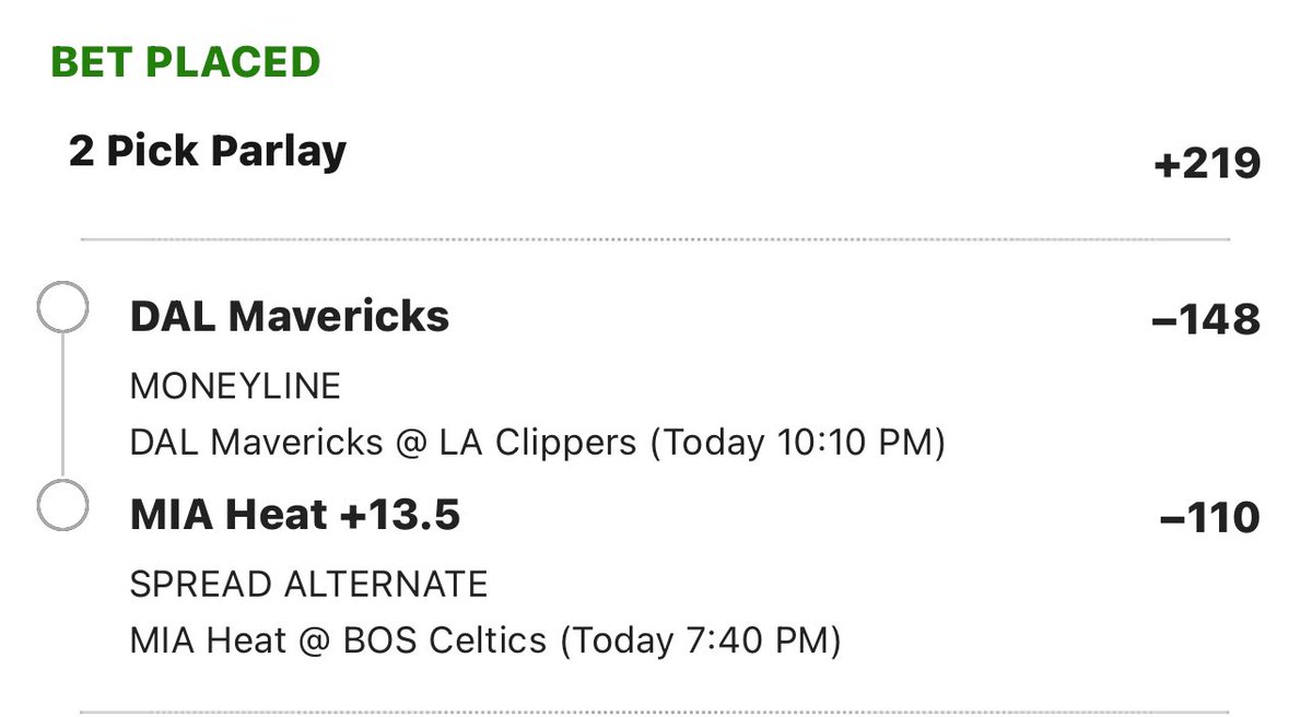 DaileyPicks's tweet image. 🔥🏀 5/1 NBA Dailey Picks 🏀🔥

2 Pick: +219 📈

Mavs -148
Heat +13.5 -110 

Got them as singles too 💰

#NBAPlayoffs #NBATwitter #nba #GamblingX