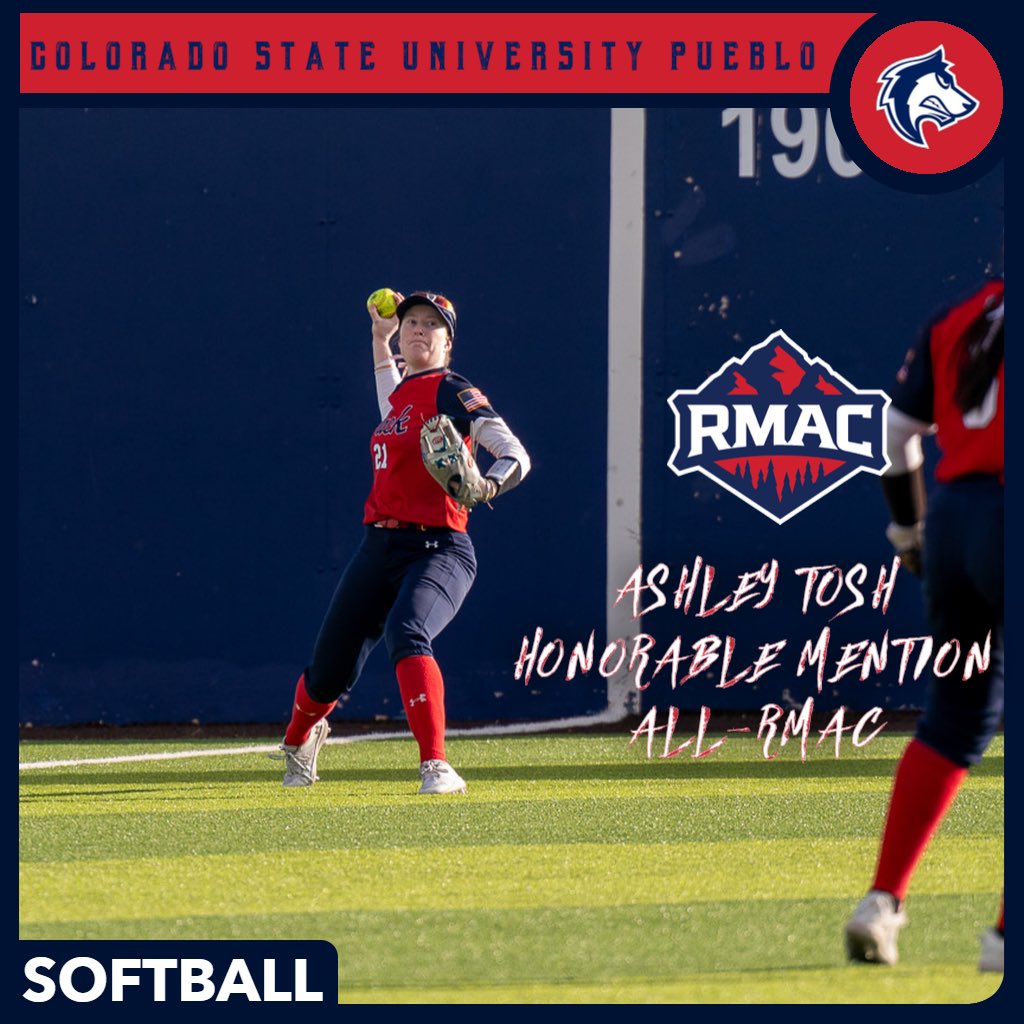 🚨 CONGRATS to Ashley Tosh on being named All-RMAC Honorable Mention Tosh posted a .327 average and recorded 15 assists from the outfield during the regular season #DevelopingChampions #ThePackWay