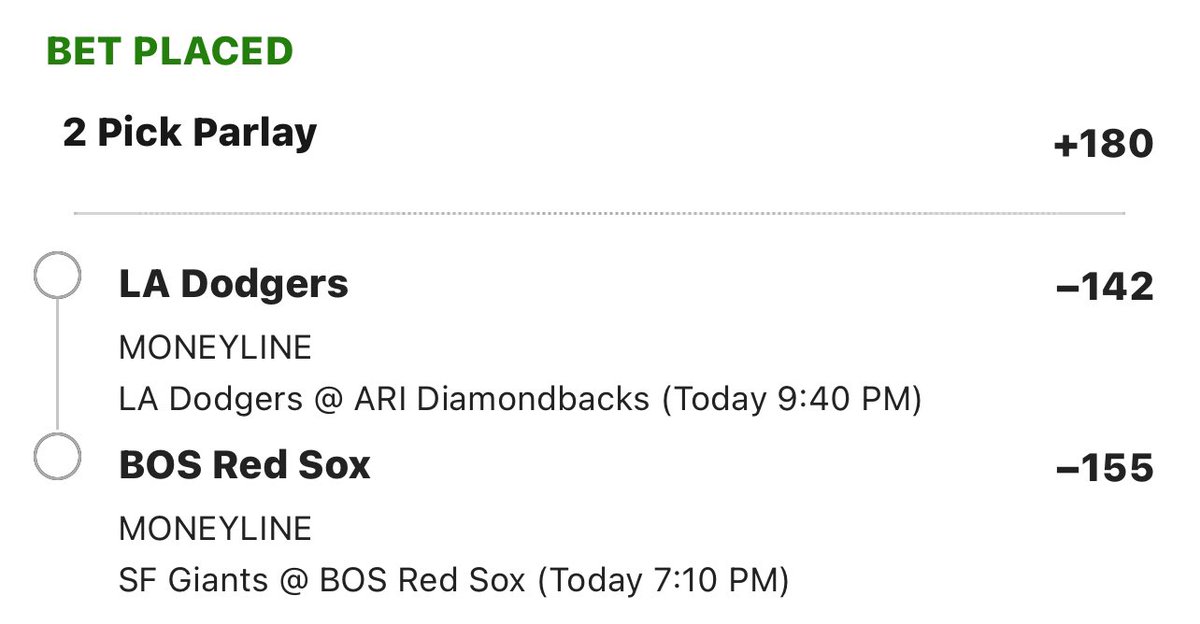 DaileyPicks's tweet image. 💎⚾️ 5/1 MLB Dailey Picks ⚾️💎

2 Pick: +180 📈

Dodgers -142
Red Sox -155 

#MLBB #MLB #GamblingX