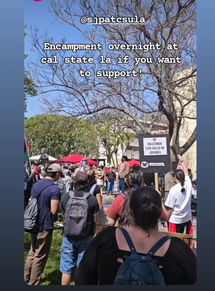 UPDATE: Pro-Palestine protester at Cal State LA is calling supporters to camp overnight. Protestors there have since set up their encampments. @CalStateLA 

#CalStateLA #campusProtests