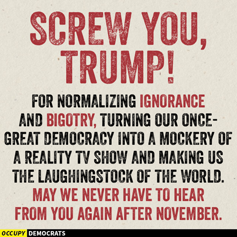 Screw you, Trump, who's with me? You had your chance in 2016 and you blew it! This isn't golf, and you will not get another chance to destroy our country! 💩💩💩