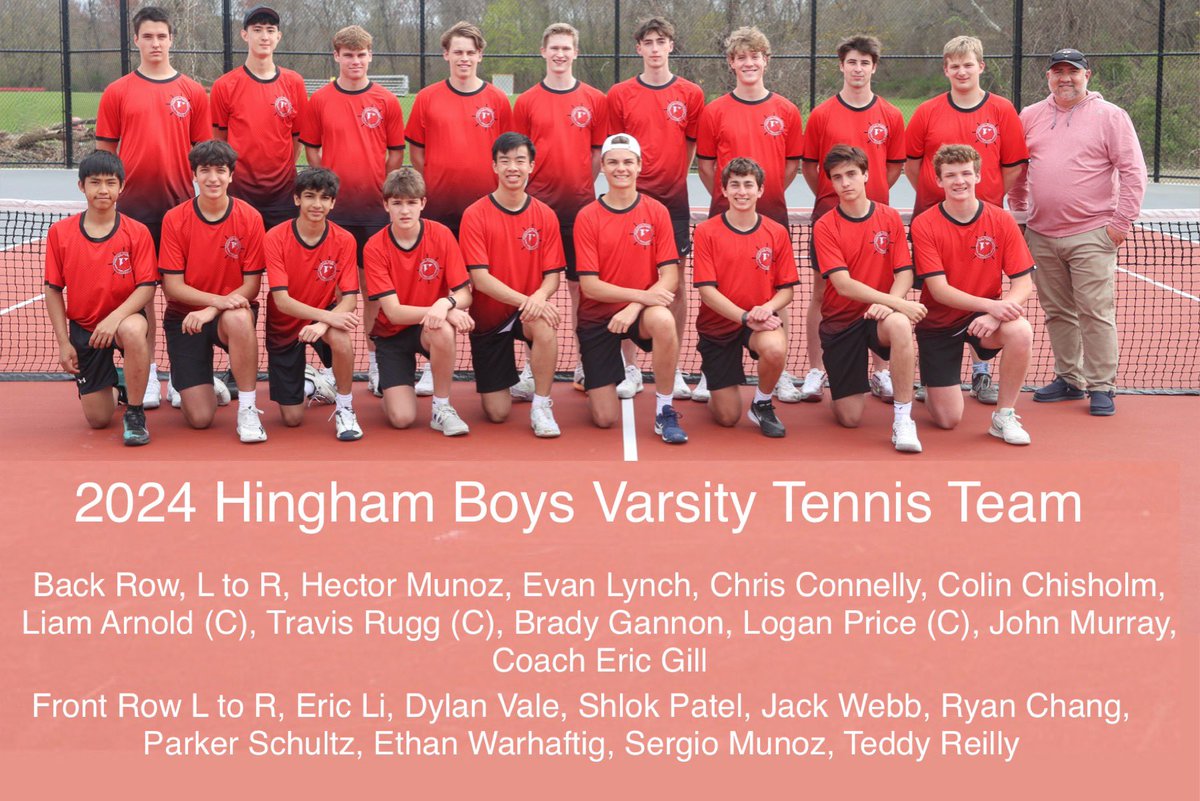Your 2024 Hingham Boys Varsity Tennis Team.