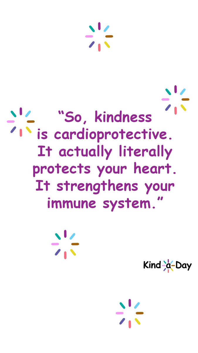 “So, kindness is cardioprotective. It actually literally protects your heart. It strengthens your immune system.” 💕
 
SOURCE: uhhospitals.org/blog/articles/…

#HeartHealth #HeartHealthy #KindHeart #KindHearted #kind #BeKind #kindness #KindLife #SpreadKindness #KindnessMatters #KindaDay
