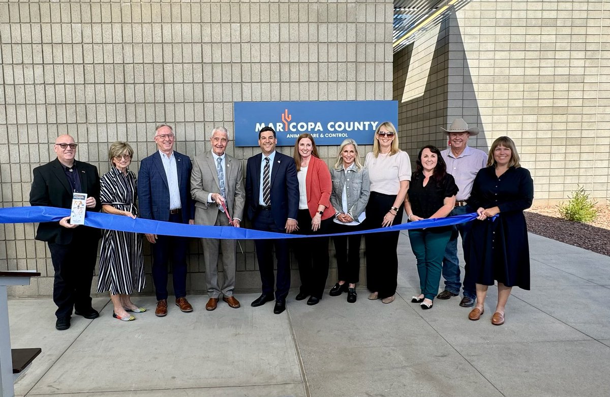 Today was a wonderful day. The Grand Opening of the new East Valley Animal Shelter. 346 kennels. 84,000 sq ft. State of the art veterinary clinic. Play yards. Measures to reduce stress on dogs. Congrats to @MaricopaPets team! You can now adopt a dog at 1920 S Lewis Crt in Mesa!