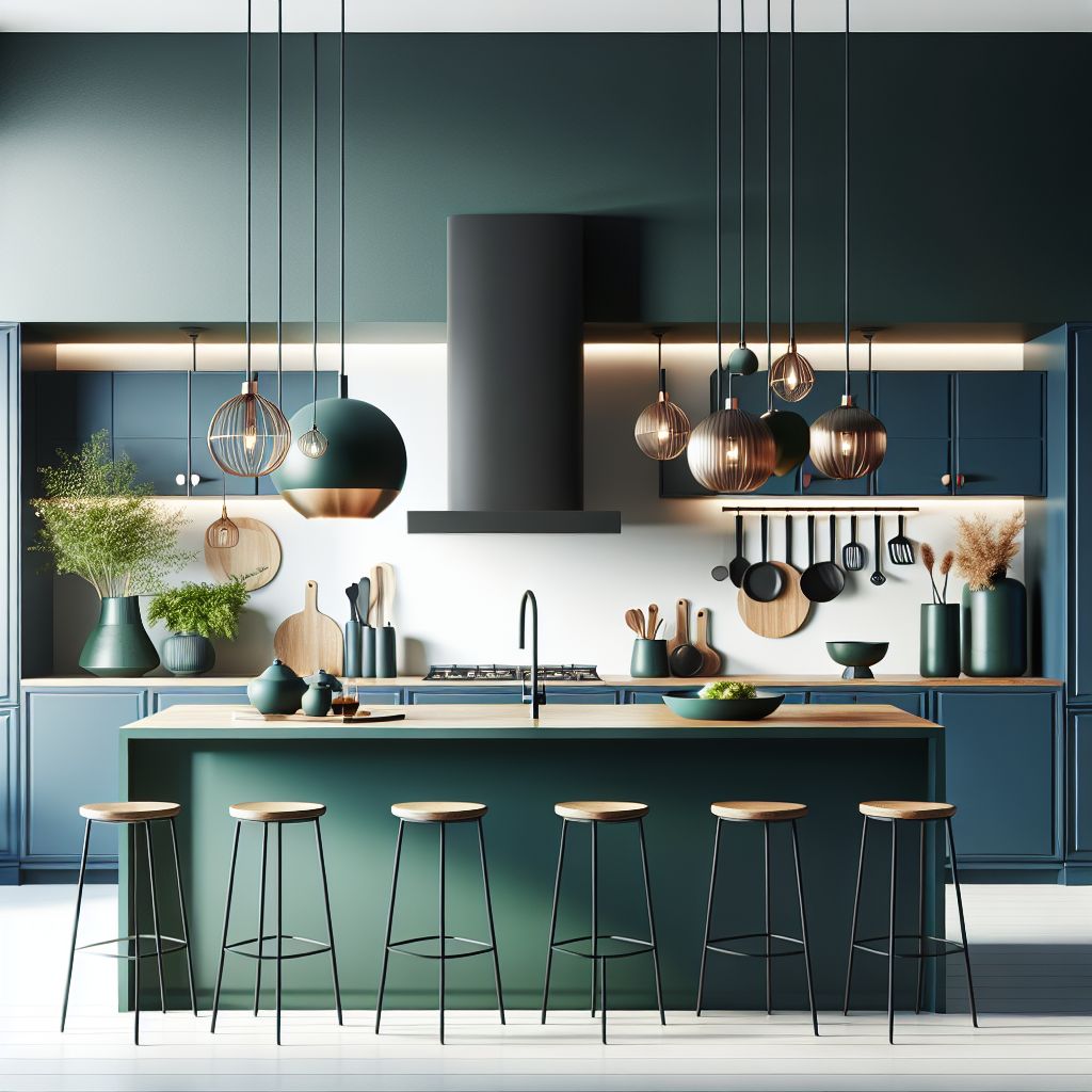 🏡✨ Ready to upgrade your kitchen? Add a pop of color by painting your island in a bold hue, like navy blue or deep emerald green. This simple change can instantly elevate the look of your space! #HomeDesignTips #KitchenInspo 🎨🍽️