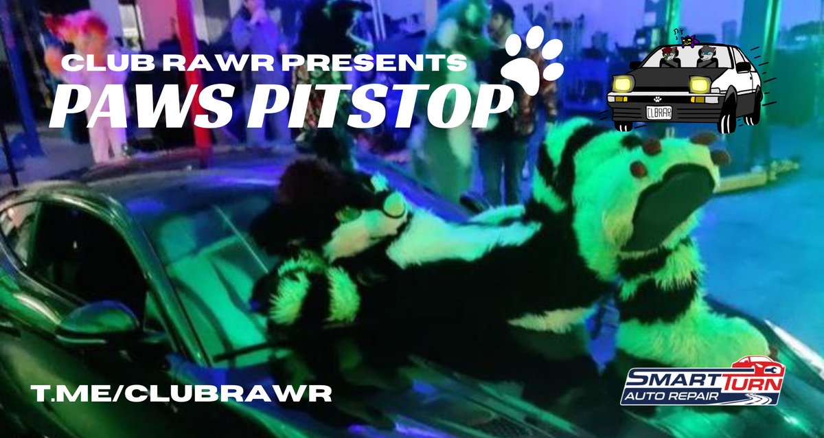 Remember #PawsPitstop is happening in a little over two weeks! Get your tickets! square.link/u/a8Yz3Icq Join the group! t.me/clubrawrchat #MarylandFurs #FurryEvents #FurryDJs
