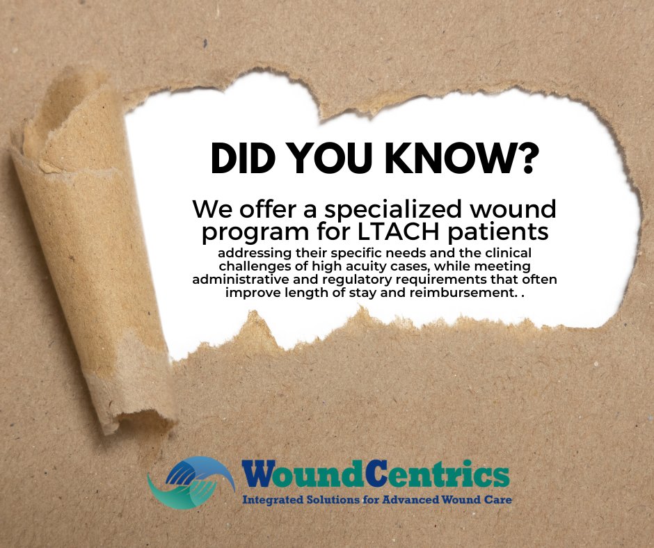 #WoundCentrics has developed a specialized #wound services program for the Long-Term Acute Care Hospital (LTACH). Visit our website & learn how we can be your #healing partner.

WoundCentrics.com

#WoundCareWednesday #LTACH #longtermcare #woundpros #changinglives