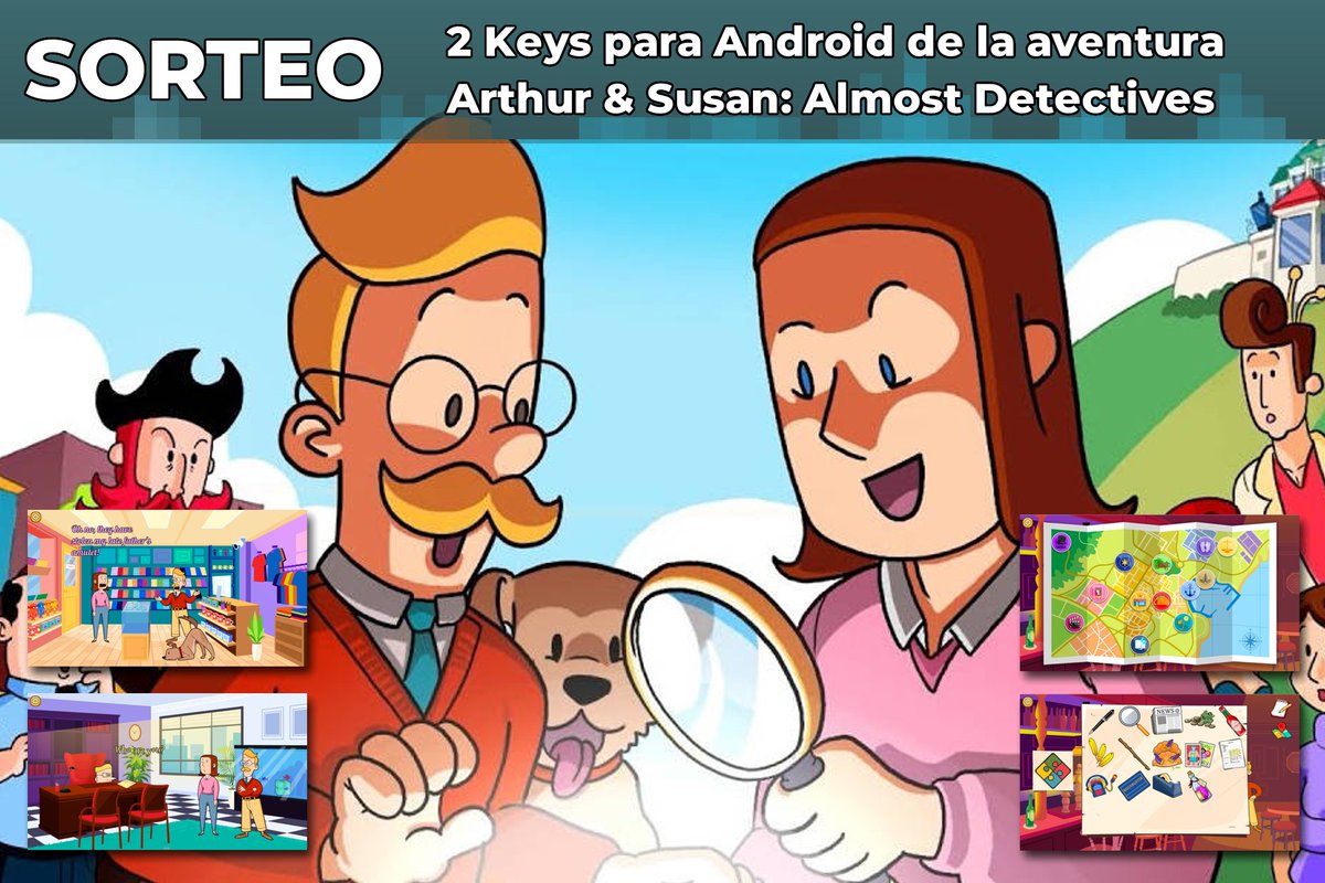 ¡Sorteamos dos keys para Android de la estupenda aventura point and click Arthur & Susan: Almost Detectives! Es un juego lleno de humor para pasar un gran rato. Para participar: - Seguir a @ApexChimps y @NoSoloBits - RT y Like Anunciaremos los ganadores el día 05/05. ¡Suerte!