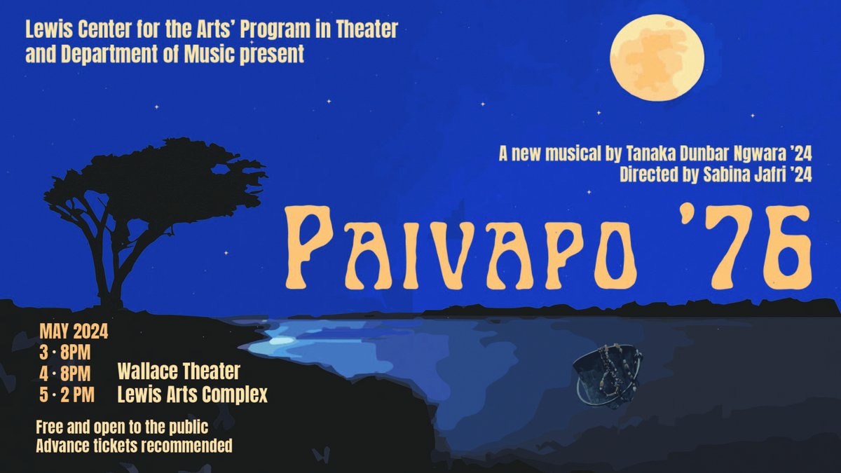 Paivapo ’76, a new musical by @Princeton senior Tanaka Dunbar Ngwara opens this weekend! Showtimes: May 3, 4 @ 8pm and May 5 @ 2pm. Performances are free and open to the public; tickets are required: bit.ly/3y0myuj
.
#LewisCenterfortheArts #PrincetonArts #NJStage