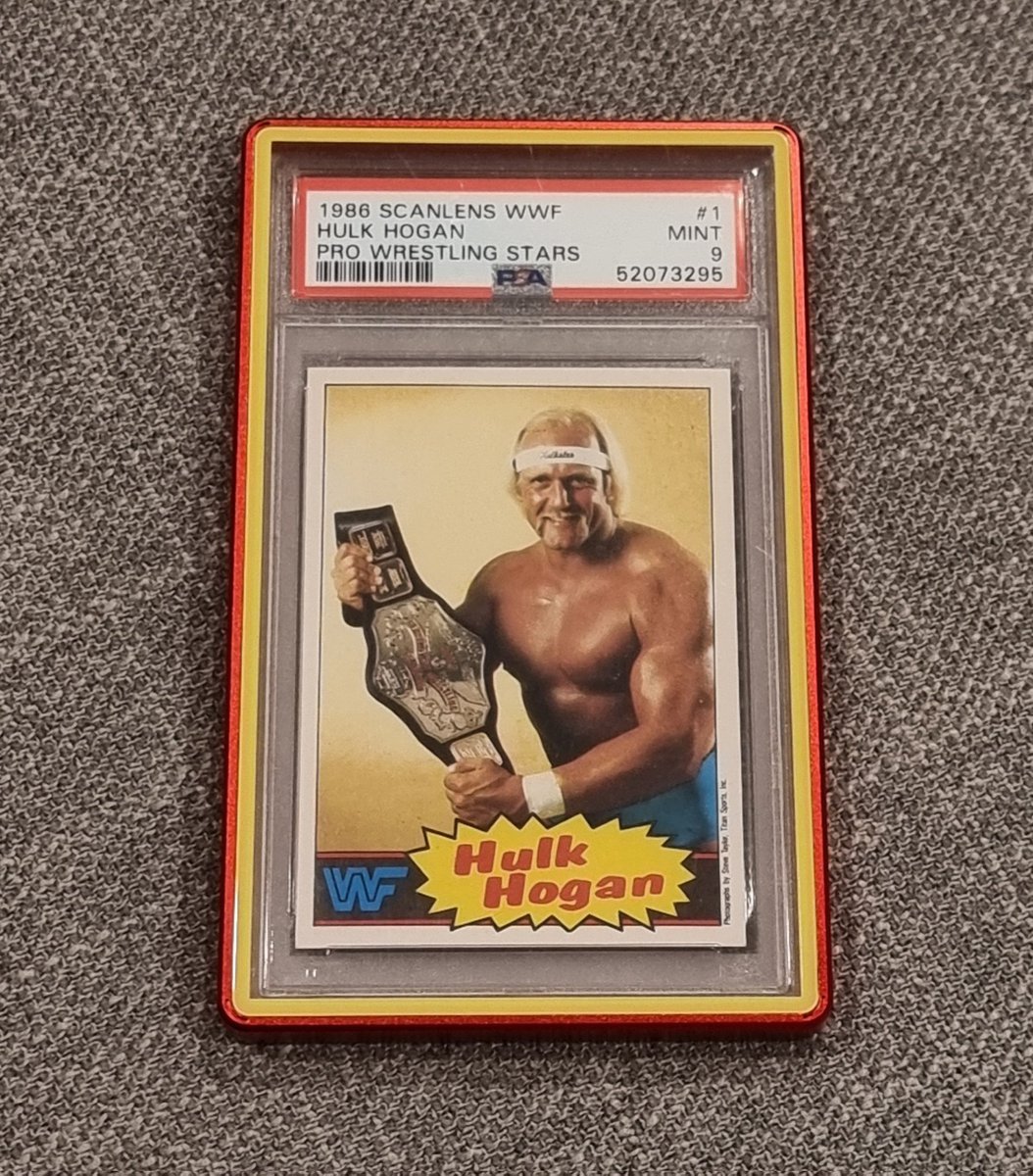 There's been a lot of talk about early Hulk Hogan cards lately. I think the most underrated one is the 1986 Scanlens WWF card. I recently added a red and yellow slabmags case to this one!
#wrestlingcardwednesday