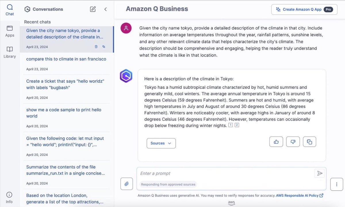 .@Amazon Q generally available with new pricing plans bit.ly/3UpEGFi The headliners for Amazon Q are Amazon Q Developer, a coding assistant, Amazon Q Business, designed to make employees more productive, and Amazon Q Apps. @ldignan