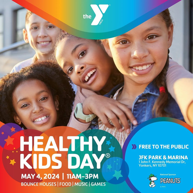 Join us for @YonkersYMCA Healthy Kids Day on May 4th at JFK Park & Marina! 🌞👨‍👩‍👧‍👦 Enjoy a day packed with outdoor fun, music, food, and games - all aimed at keeping kids active and healthy! Free for all, bring the whole family! 🏞️🎉 #HealthyKidsDay #FamilyFun