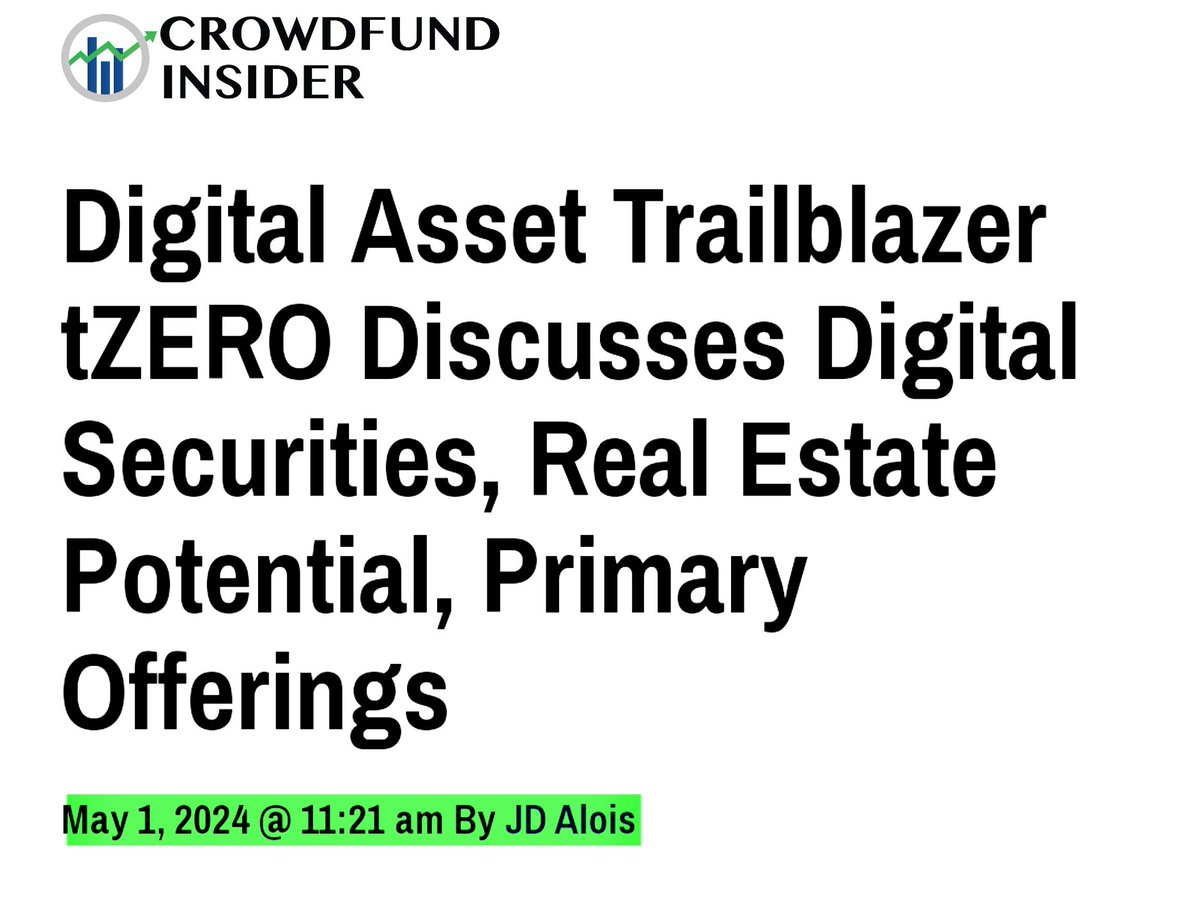 👀 Interview with DG “we are working with issuers within the tech, consumer goods, healthcare, gaming, #blockchain, art, music, & other ind. We are offering #NFTs that are issued as securities that will benefit from @tZERO’s compliant infrastructure...” $TZROP #tokenization #RWA