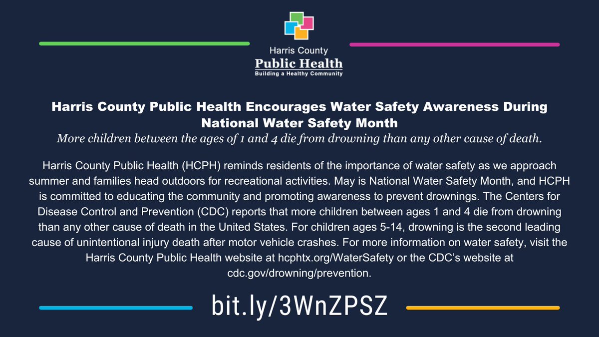 Harris County Public Health Encourages Water Safety Awareness During National Water Safety Month Full press release: bit.ly/3WnZPSZ