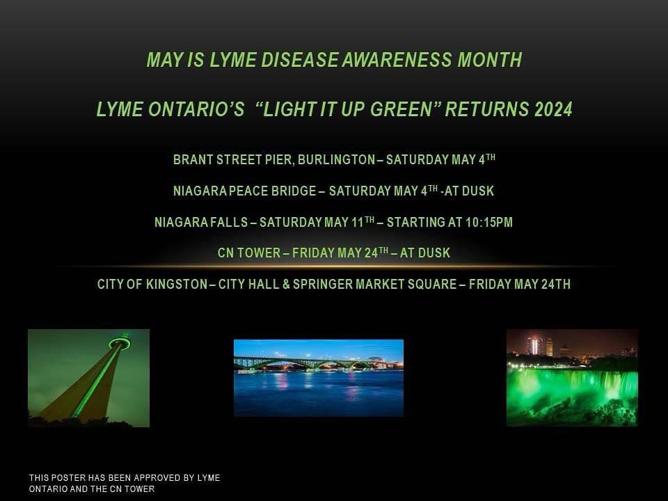 Look at all the awareness that is happening for the 2024 “Light it up Green” campaign for May, Lyme Disease Awareness Month! 

 #lymedisease #lymediseaseawarenessmonth  #chronicillness #chroniclyme #lifeofaspoonie #awareness #educationiskey  #ignoredincanada #invisibleillness