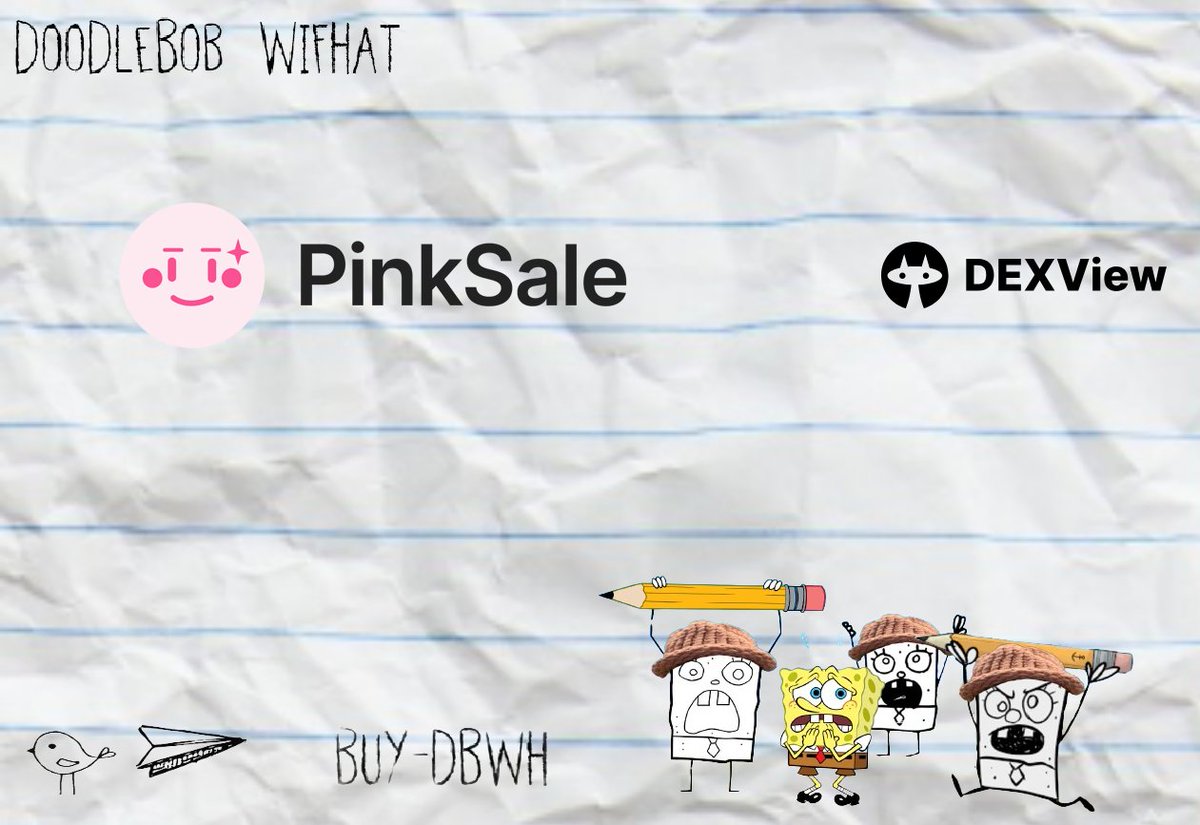 Were partnered with #PinkSale now and they have been awesome to work with. 7 mins to go 25 sol Soft Cap and 100 Hard Cap!
pinksale.finance/solana/launchp…
doodlebobwifhat.com