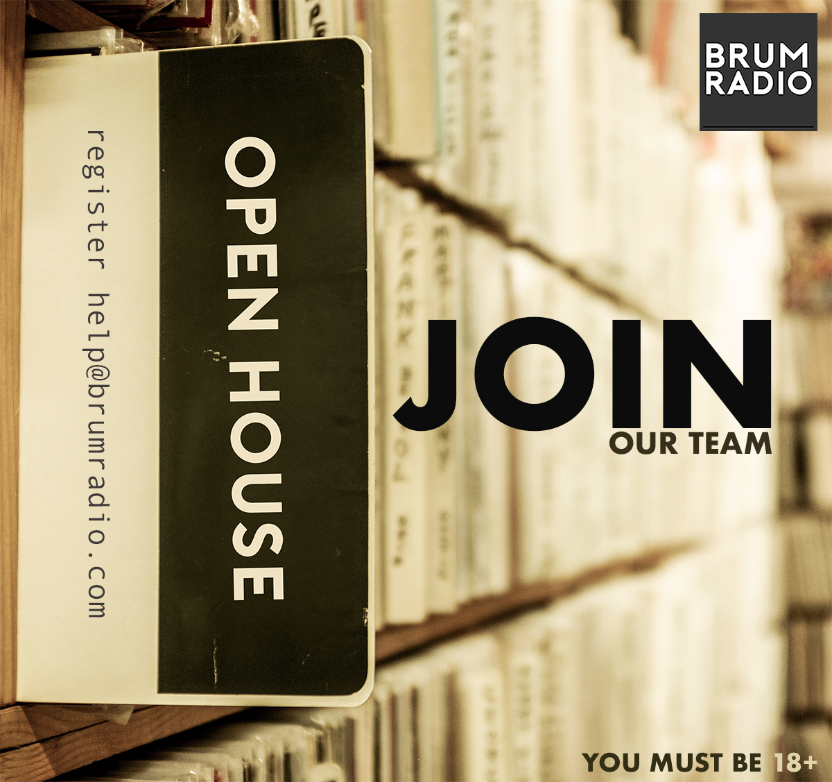 OPEN HOUSE >> Aged 18+ with audio/video editing skills and interested in volunteering in radio?

Join us for our next OPEN HOUSE Thurs 16th May from 5pm to 7pm.
Discover more about our current roles here: brumradio.com/jobs/
#InBrumWeTrust #Birmingham