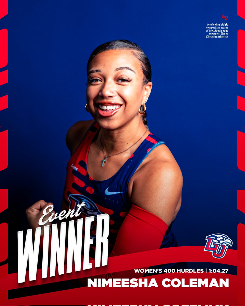 Liberty_XCTF's tweet image. Nimeesha Coleman clocks a season-best 1:04.27 to run away with the women's 400 hurdles crown on Senior Day!