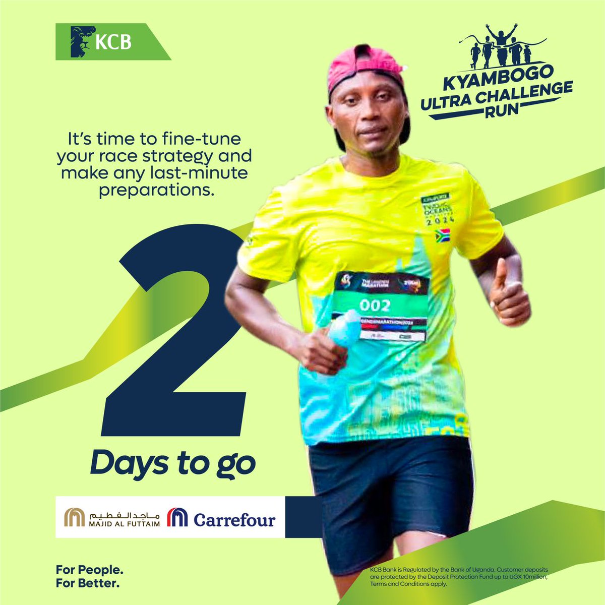 0⃣2⃣ DAYS TO GO: Fuel your body; Yes it's time to start carbo loading, eat lots of whole grains, fruits, and vegetables. Most importantly, hydration, hydration, hydration, this should be the plan. 🔛🔛#KyambogoUltraChallengeRun