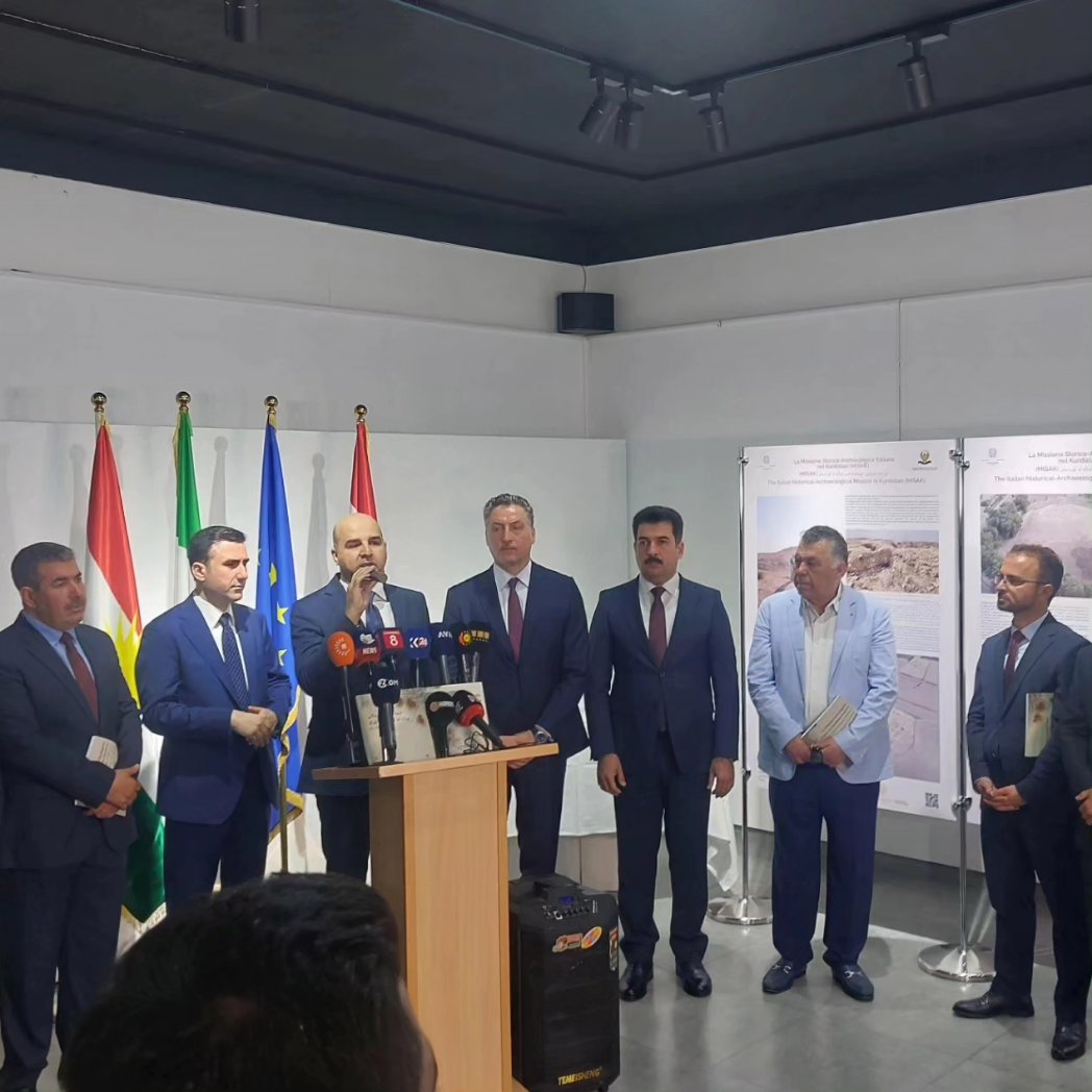 LandofNinevehAP's tweet photo. Director Daniele Morandi Bonacossi, Vice-Director Francesca Simi, archaeologists Costanza Coppini, Laura Zanazzo and Valentina Cocco, partecipated at the inauguration of the exhibition dedicated to the Italian Archaeological Missions in Iraqi Kurdistan, organized by @ItalyinKRI https://t.co/OajohJh6zY