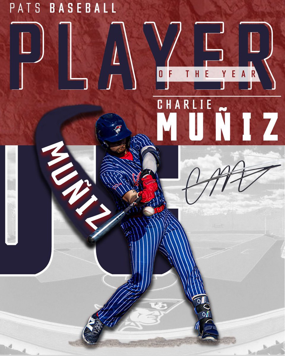 Charlie Muñiz was named the Mid-South Conference Player of the Year! Muñiz has compiled a record-breaking season, with 30 home runs and 83 RBIs! #OneBigTeam