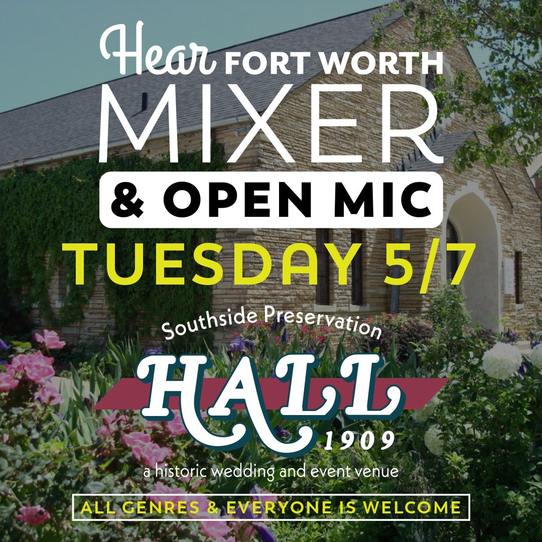 TUESDAY 🍻 MIXER & OPEN MIC! 🗓️ May 7, 6-8:30pm 2️⃣ Songs Per Artist ‼️ All Genres Welcome ✍️ Sign-Up Link Coming Soon 🤝 Meet Other Music-Minded People 😎 Everyone is Welcome 📍 1519 Lipscomb Street • FWTX 76104 🏥 @JPSHealth will be on hand to talk SoundCare