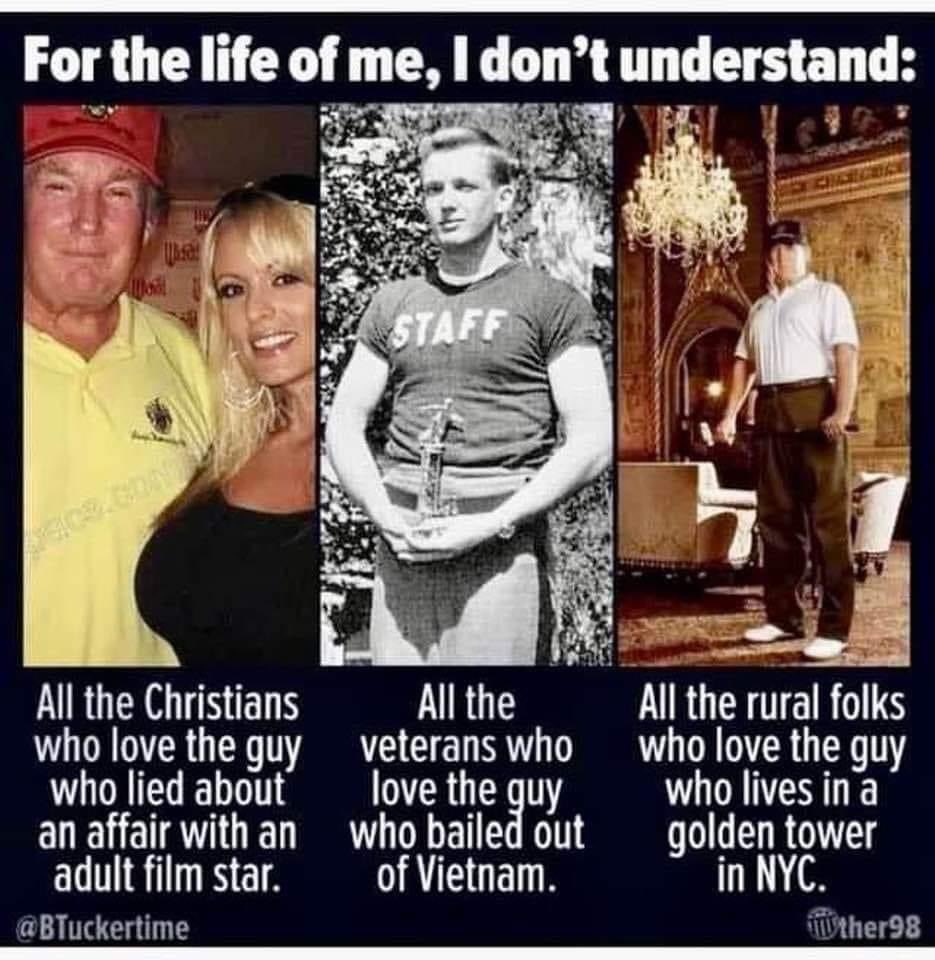 Every choice he made in his life was NOT to be like you. He even made his money by building clubs to keep people like YOU out. Remember THAT when you vote. He’s the antithesis of every thing you CLAIM to value. #NeverTrump #Election2024