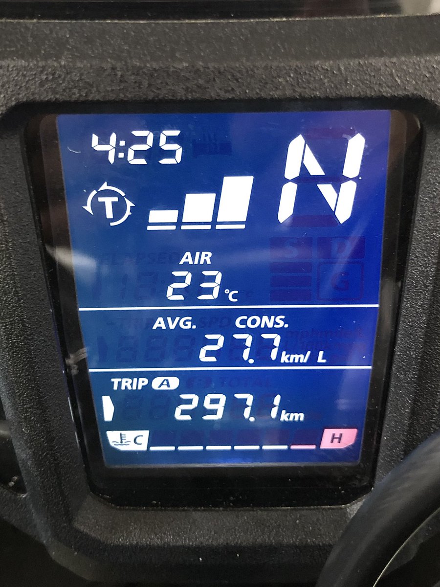 platinumfinger's tweet photo. 29日に小浜までツーリングした時の、メーター読みの平均燃費が27.7km/L
今日給油してから実際の燃費を計算したら28.5km/Lだった♪アフツイは本当にお財布に優しいバイクだよ！ https://t.co/5diNzY54qu