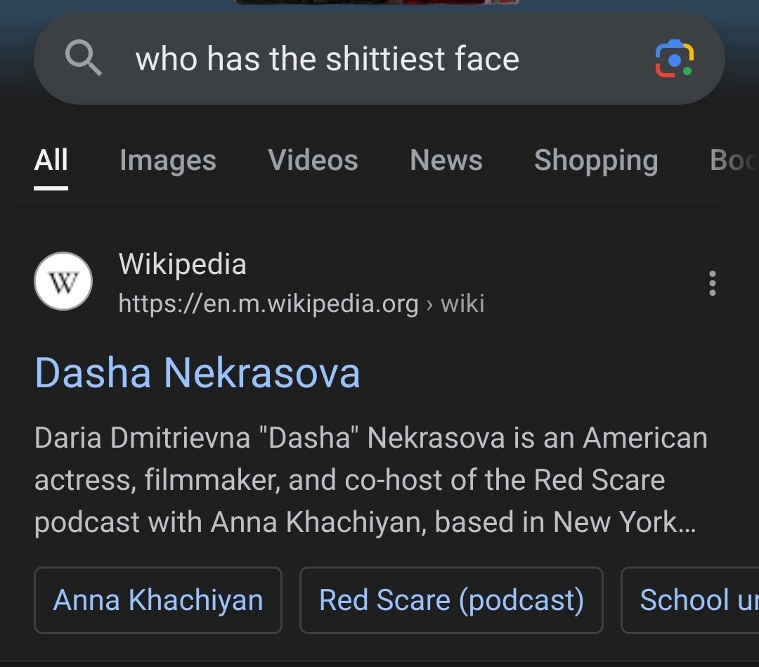 I didn't have the meme so I Google it and it occurred to me I had never bothered to check if it was real. It is. She really is the first result on Google for having the shittiest face 😆