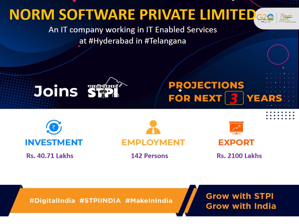 Welcome M/s. NORM SOFTWARE PRIVATE LIMITED.! Looking forward to a successful journey ahead. #GrowWithSTPI #DigitalIndia #STPIINDIA #StartupIndia @GoI_MeitY