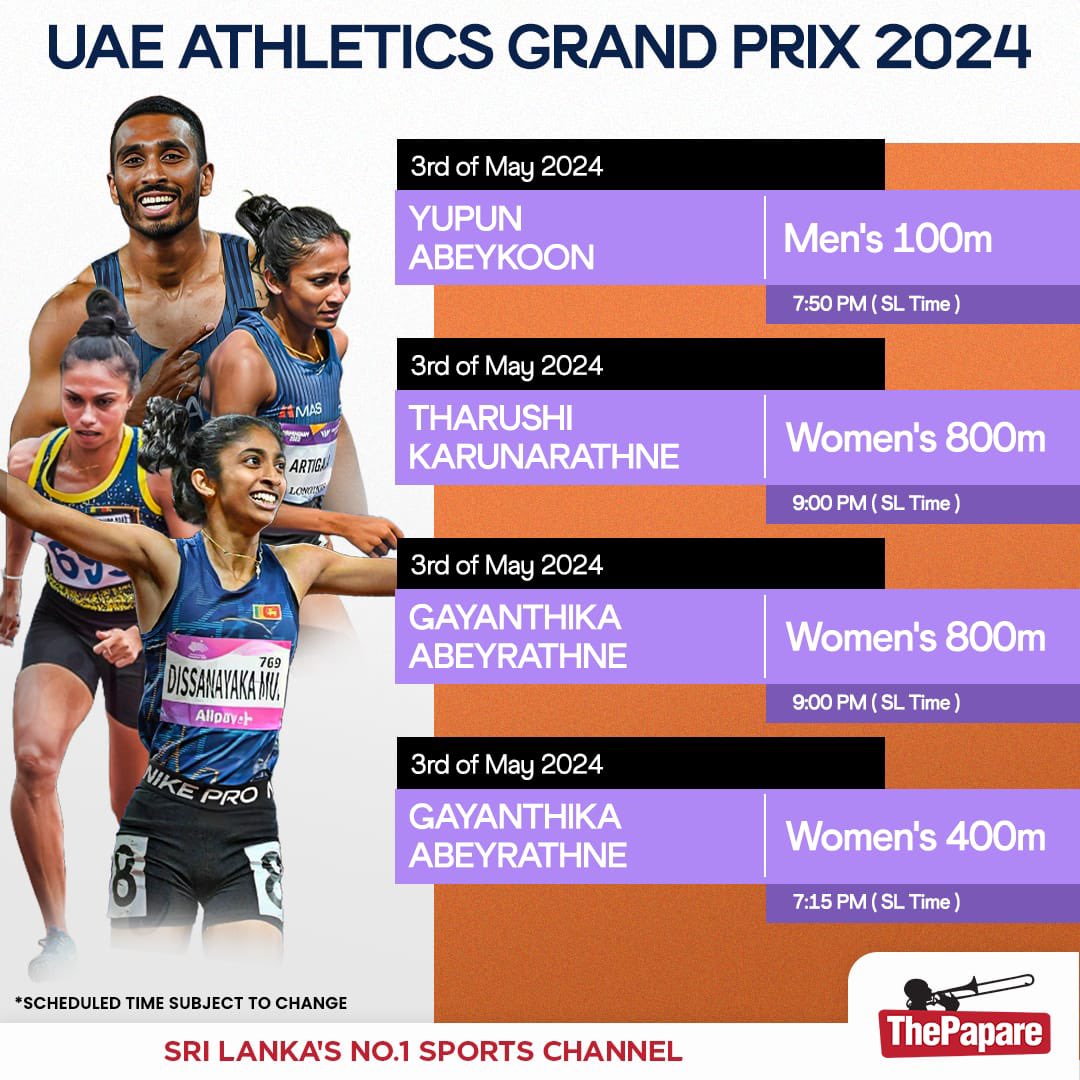 Sri Lankan sprinters will compete in the UAE Grand Prix in a bid to qualify for the #ParisOlympics2024