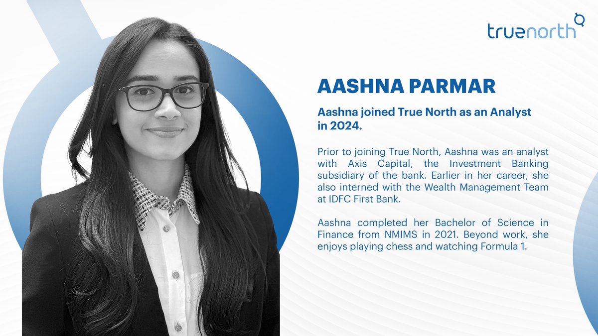 We're thrilled to welcome Aashna Parmar to the True North team! She's joined us as an analyst.

#Appointment #BuildingBusinesses #BuildingRelationships #PrivateEquity #PrivateCredit