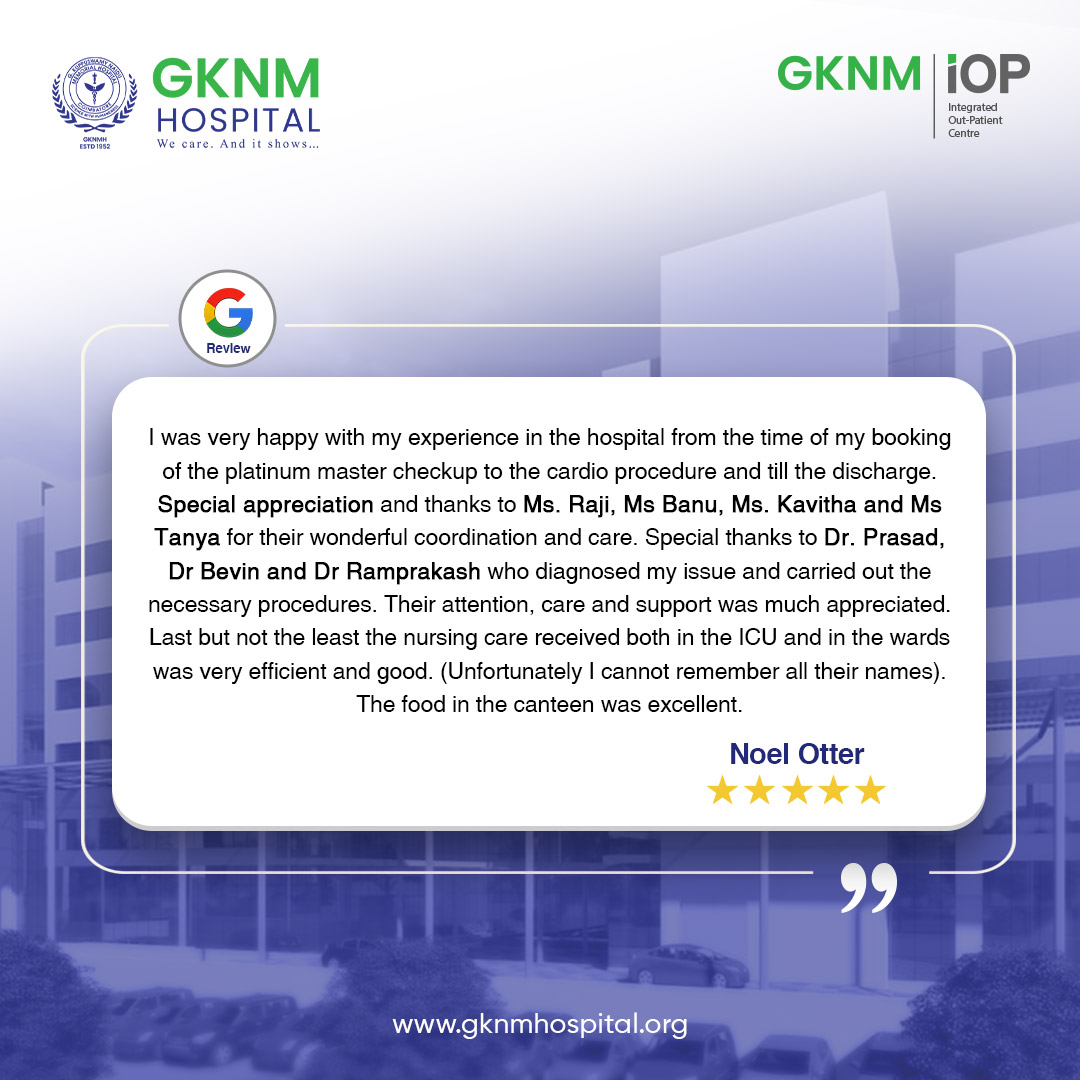 We’re very happy to know that we have catered to your healthcare needs with the necessary attention, care, and support.Thank you for your kind words! #GKNMStories #PatientTestimonial #PatientReview #PatientFeedback #Testimonial #Happypatients #GKNMIOP #GKNM #GKNMH #GKNMHospital