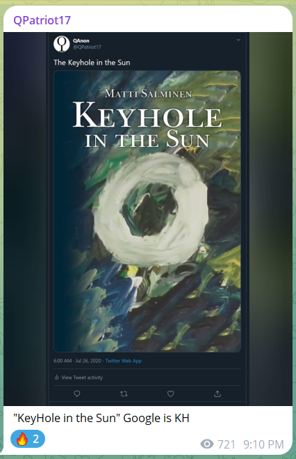 'KeyHole in the Sun' Google is KH