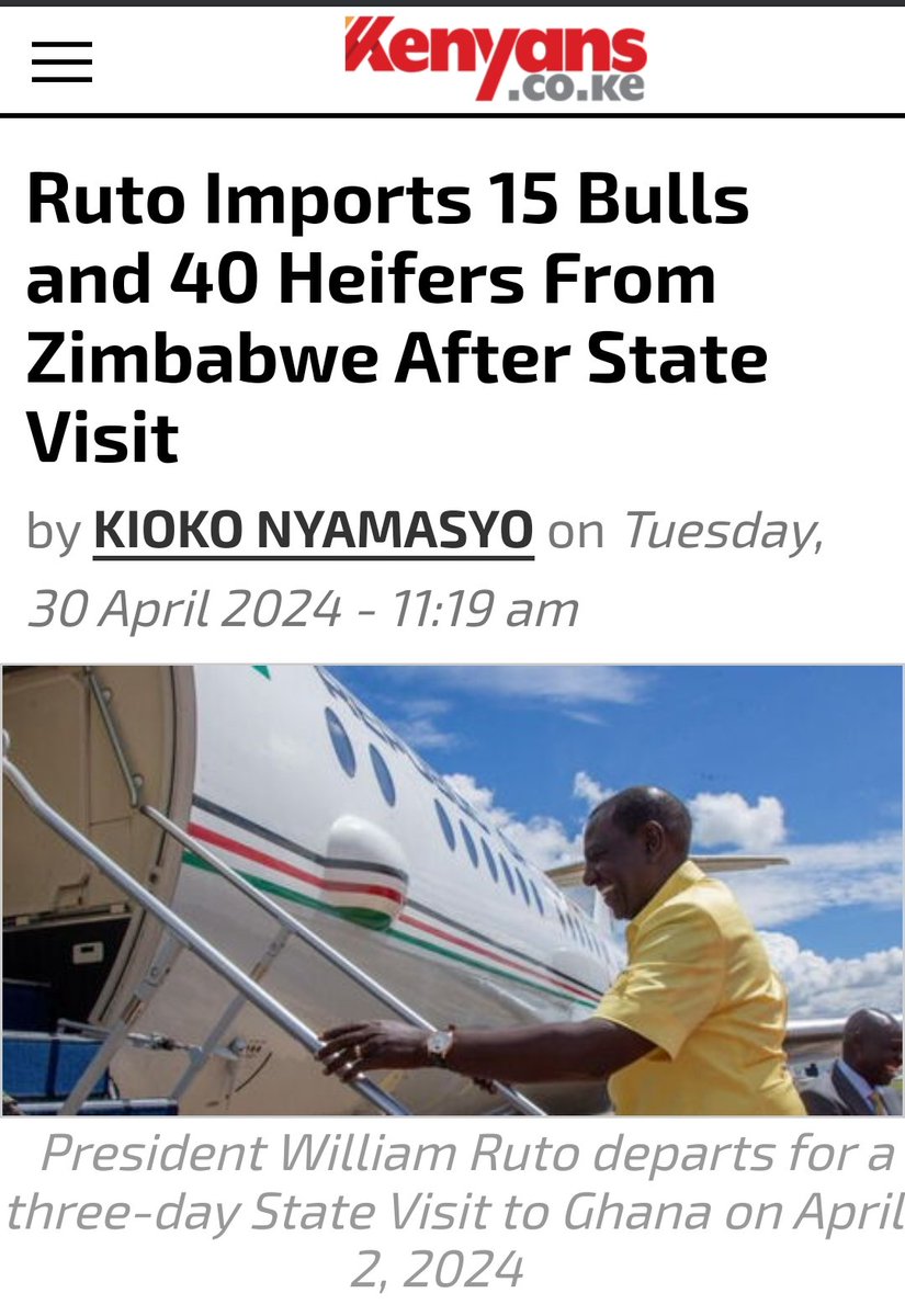 Ruto left his country in a mess, floods killing hustlers he rode on to power just to go buy 15 bulls and 40 heifers from Zimbabwe?
