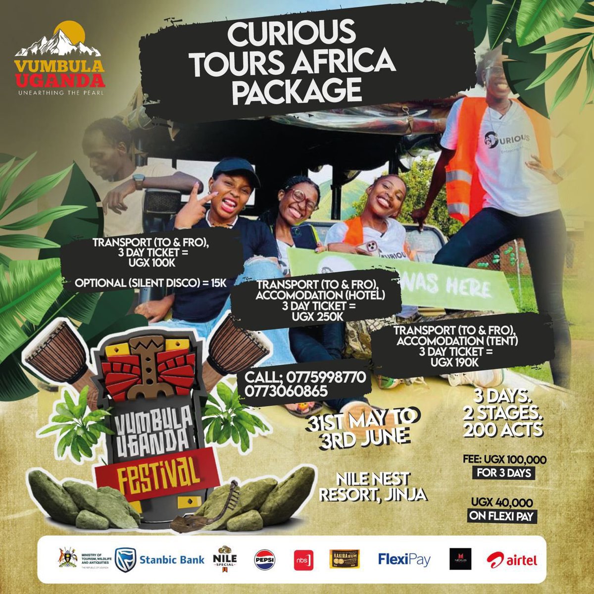 Our tour and travel partners made some affordable packages for you. Reach out to them for the best tourism experiences. #VumbulaUgandaFestival #GreeningTheNile