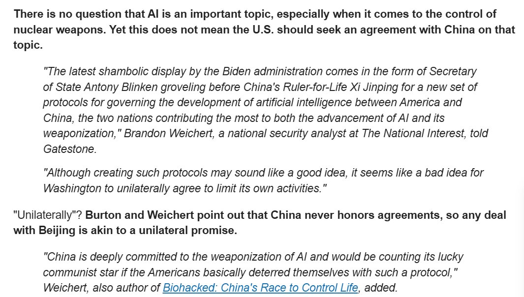 Blinken was humiliated because China has ZERO respect for the #Biden Admin. Full stop. 'The Chinese government flouted international protocols at the airport on the secretary of state's arrival in Shanghai and departure from Beijing,' Charles Burton of the Prague-based Sinopsis…