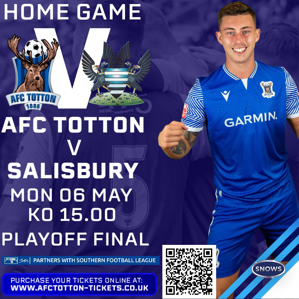📢 NEXT UP - THE PLAYOFF FINAL 📢 Our next game is on Monday afternoon at home against Salisbury. This is the Playoff Final. Let’s get behind @jimmyball8 and the lads and give them one more big push as we look to try and secure promotion to the National League South. 🆚…
