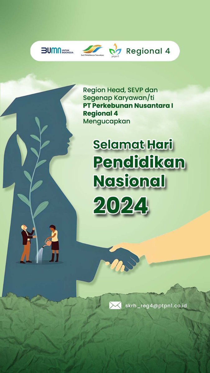 Selamat Hari Pendidikan Nasional bagi seluruh insan pemelajar dan penggerak Pendidikan Indonesia. #HariPendidikanNasional2024 #MerdekaBelajar #PTPNIRegional4 #SupportingCo