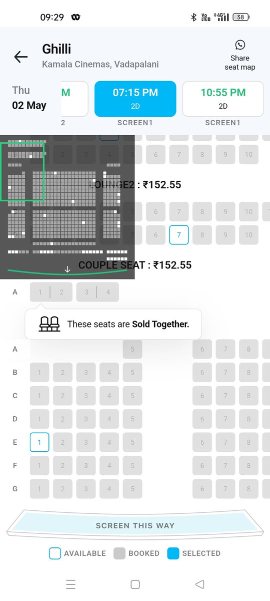 #Ghilli re-release 2nd Thursday in @KamalaCinemas - 4/7 Shows SOLD OUT already. Non stop Hous full shows 🔥💥 #ThalapathyVijay 🙏