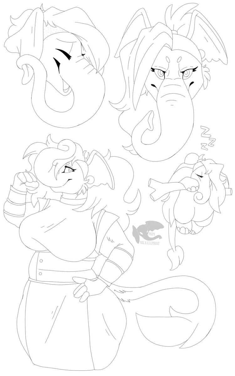 Finshed Sketch Page for @_Sunflower_Bear 

Love getting to draw more trunked pachys! This lady is a mammoth <3