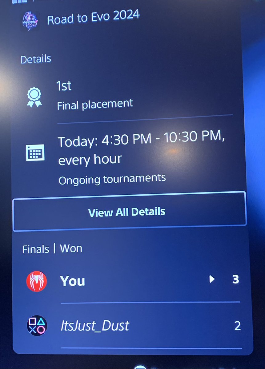 I got my first win on one of the PlayStation tourneys. I know it’s not as intense but it is helping with tournament nerves.