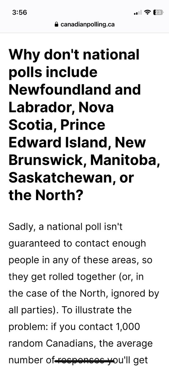 National Polls almost always exclude all of these provinces or severely undersamples them. Source @CanadianPolling website #cdnpoli That is 63 seats, mostly Liberal and NDP. And NOBODY is reporting this