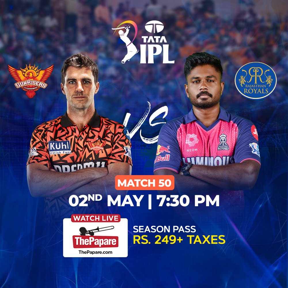 The table toppers Rajasthan Royals will face off Sunrisers Hyderabad in the 50th match of Indian Premier League 2024 at Rajiv Gandhi International Stadium. #IPL #SRHvRR #ThePapare Watch all the action of IPL 2024 LIVE on ThePapare.com.